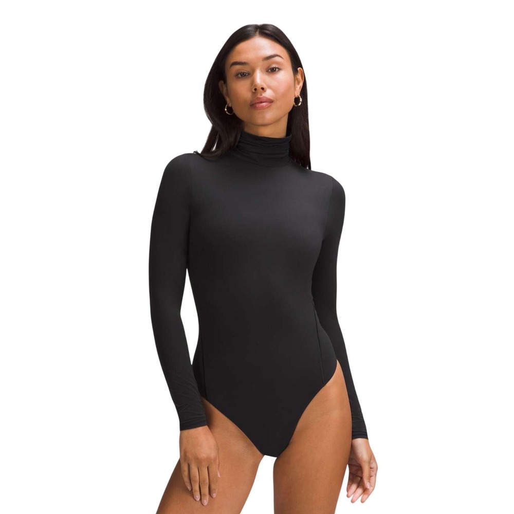 Lululemon Wundermost Ultra-Soft Nulu Turtleneck Bodysuit Black S/P Long Sleeve